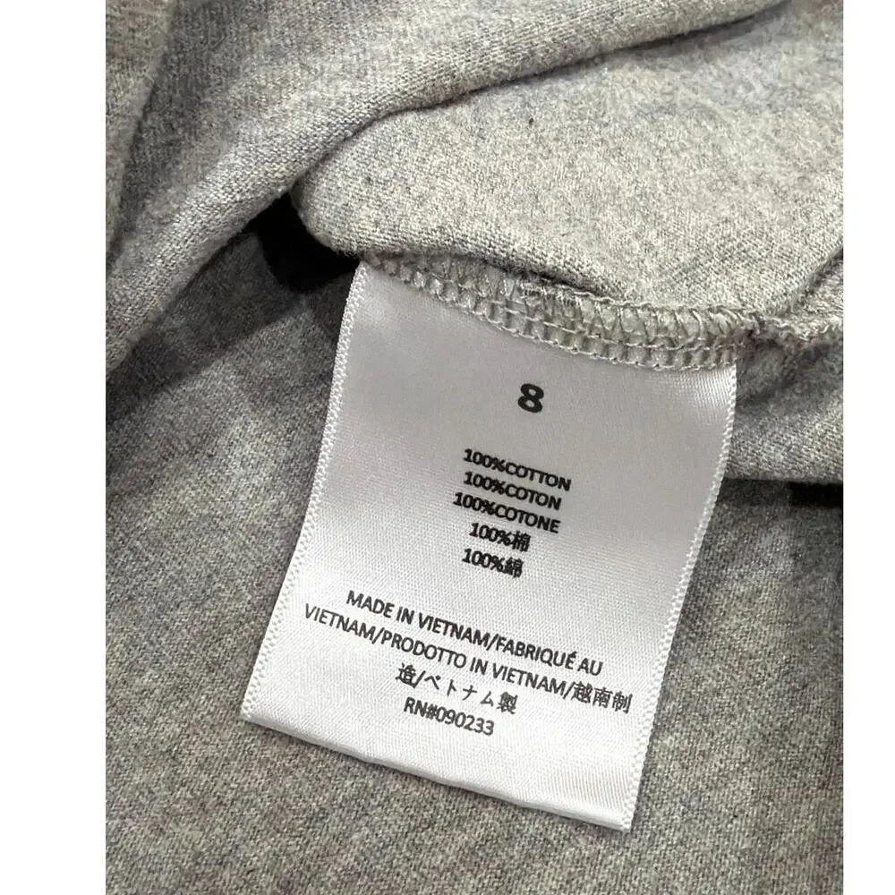 Fear of God Essentials Kids Baseball Raglan Tee Gray Black Size 8